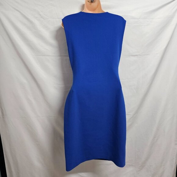 Diane Von Furstenberg Megan Sheath Dress Women Size 8 Blue Sleeveless Side Zip - Picture 6 of 16